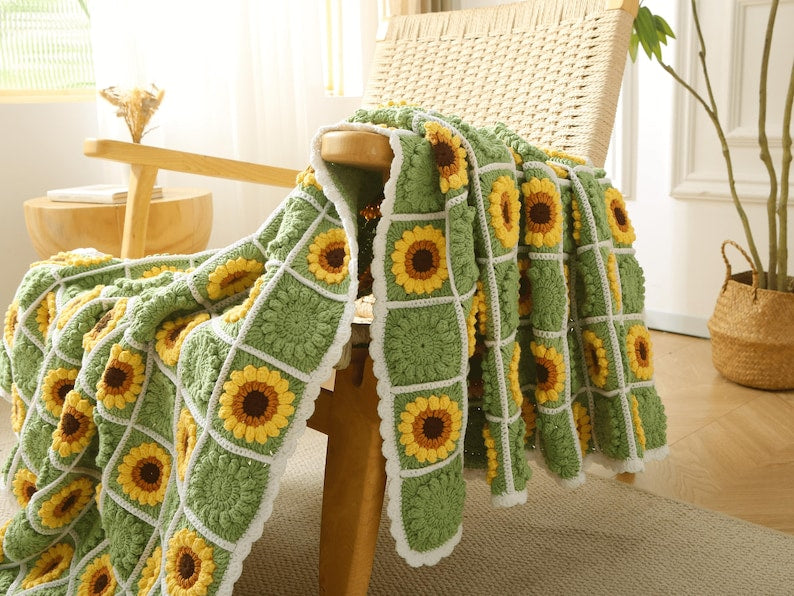 🌻 Sunflower Blanket – Häkelanleitung für Granny-Square-Decke