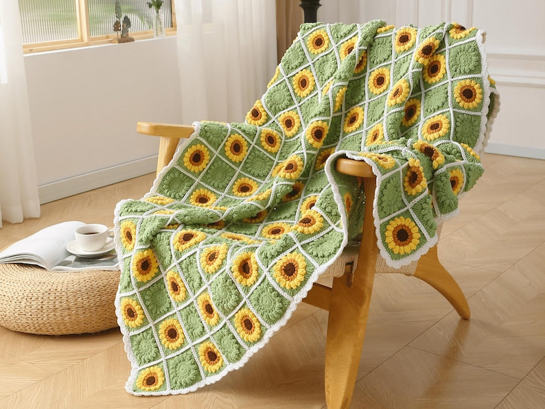 🌻 Sunflower Blanket – Häkelanleitung für Granny-Square-Decke