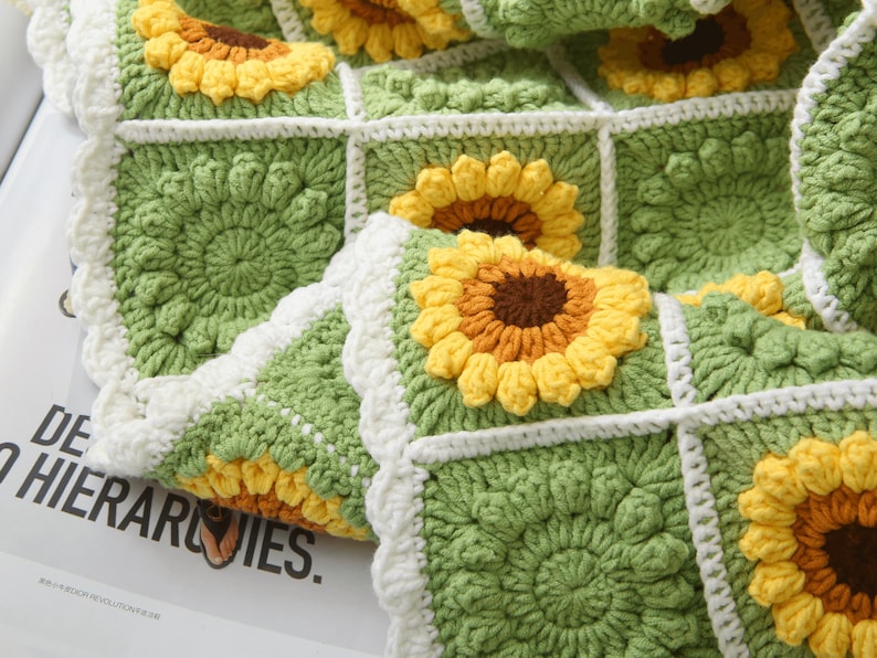 🌻 Sunflower Blanket – Häkelanleitung für Granny-Square-Decke