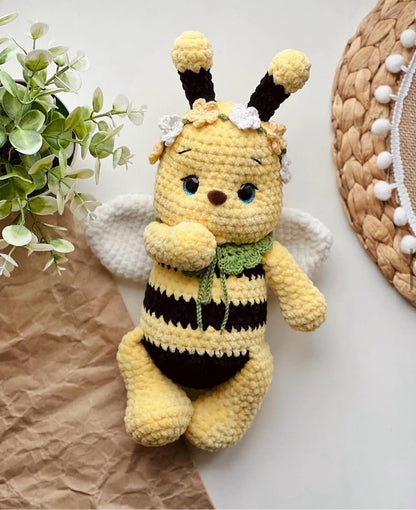 🐝 Bij – haakpatroon met bloemenhaarband